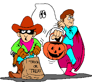 frightened trick-or-treaters